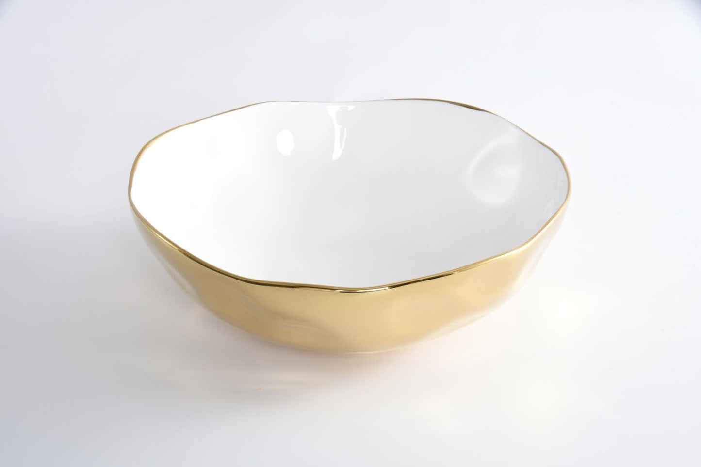 Wide Bowl | White + Gold
