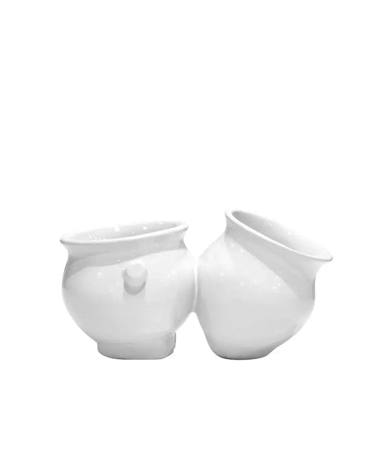 Montes Doggett Handcrafted Pottery Double Bowl No. 745 | 10x4.75x2.25in