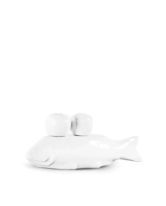 Montes Doggett Handcrafted Pottery Fish Salt + Pepper No. 91 | 8x2x3in
