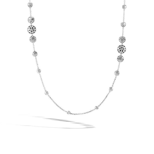 Dot Moon Phase Hammered Station Necklace
