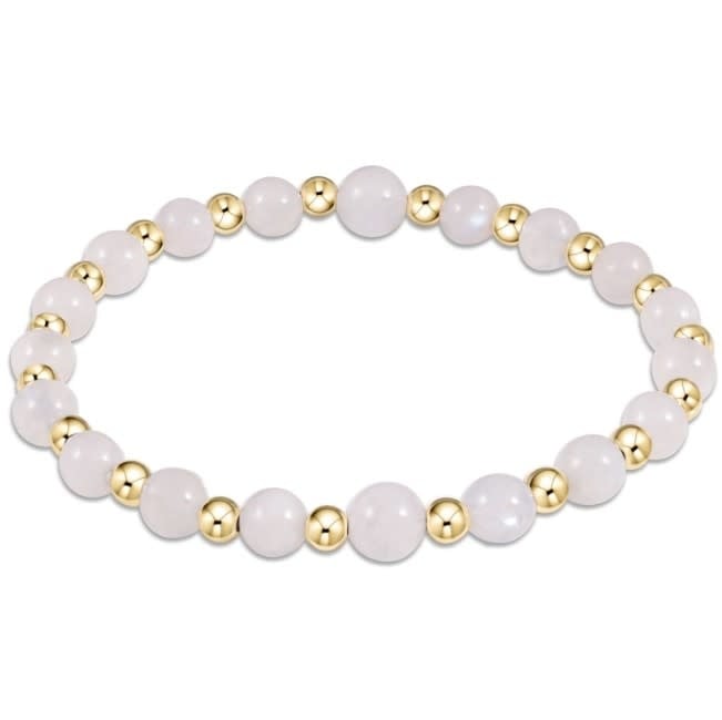 Gold Grateful Pattern 6mm Bead Bracelet - Moonstone