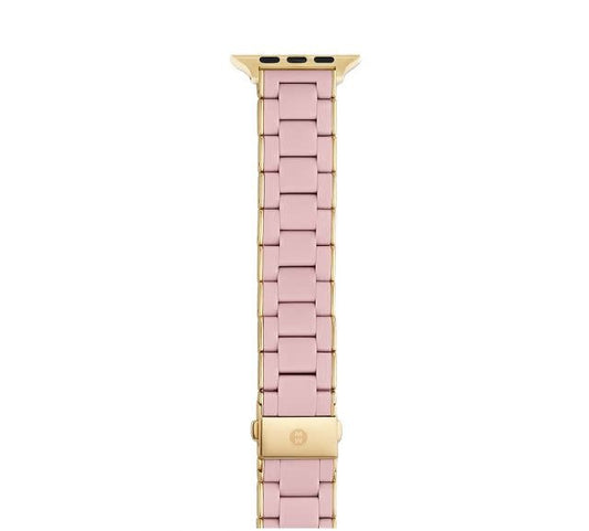 Michele Apple Watch Band | Pink Silicone + Gold Tone