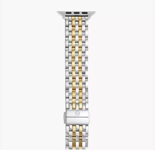 Michele Apple Watch Band | 7 Link Two-Tone 18k YGP