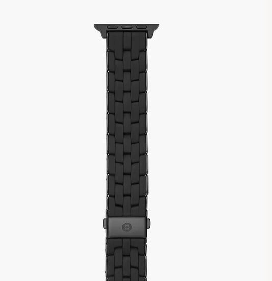 Michele Apple Watch Band | Black Silicone + Black Stainless