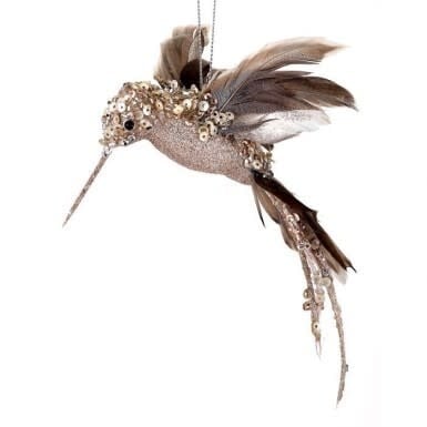 Glitter Sequin Beaded Hummingbird Ornament | 8in
