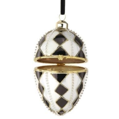 Glass Faberge Hinge Egg Ornament | 5in