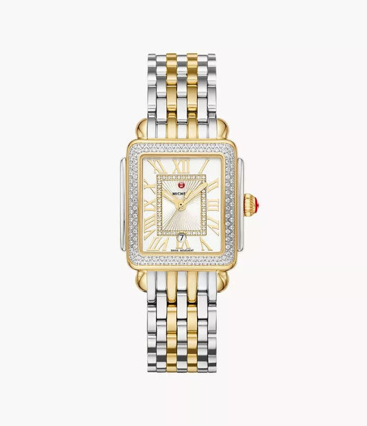 Michele Deco Madison Mid Two-Tone Diamond Stainless Watch | Diamond Dial
