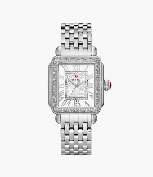 Michele Deco Madison Diamond Stainless Watch | Silver White Sunray Diamond Dial
