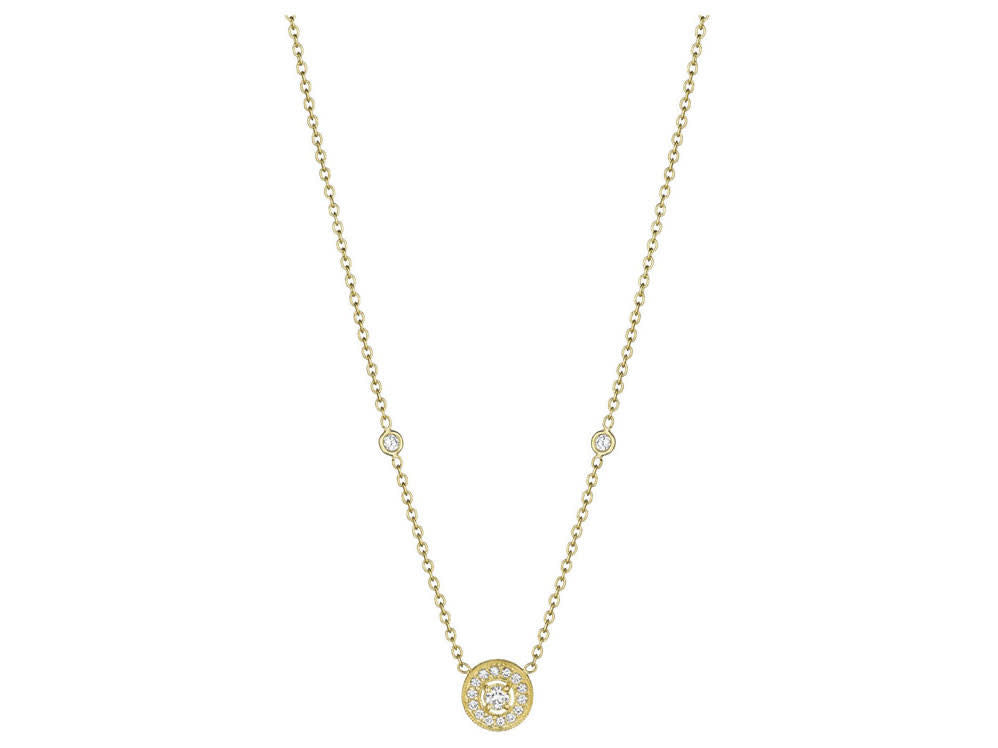 Pave Yellow Gold Round Necklace