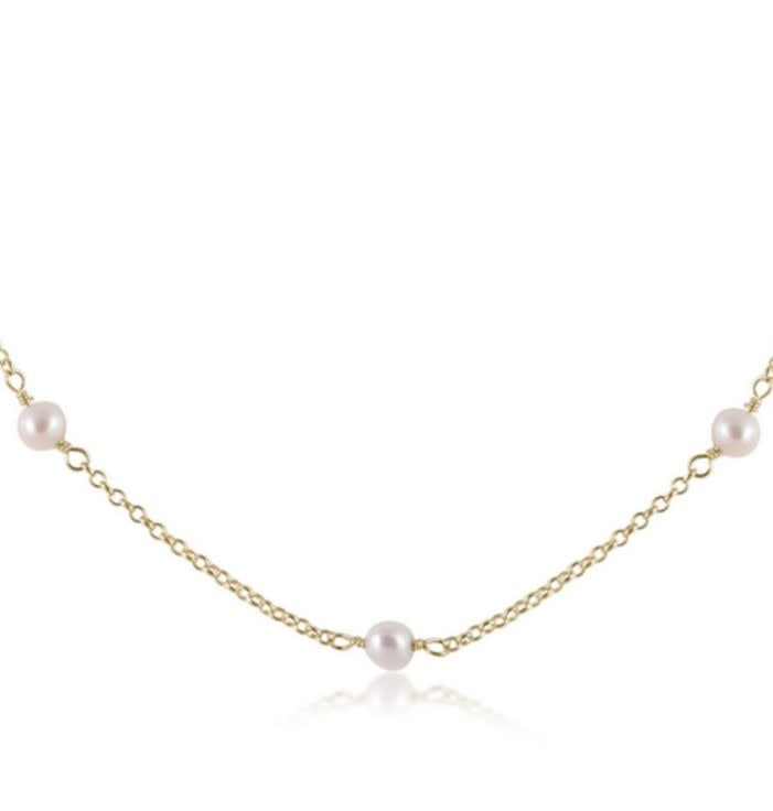 eNewton 4mm Pearl Simplicity Chain Choker Necklace | 15in