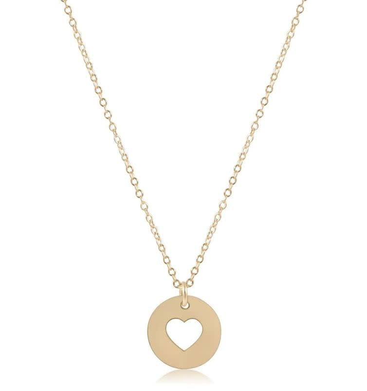 Love Heart Disc Gold Necklace | 16in