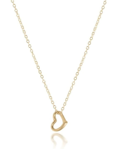 Love Small Open Heart Charm Gold Necklace | 16in
