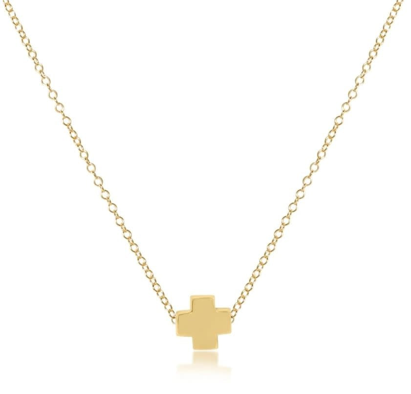 Signature Cross Gold Charm Necklace | 16in