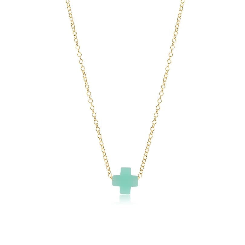 Signature Cross Gold Necklace | 16in Mint