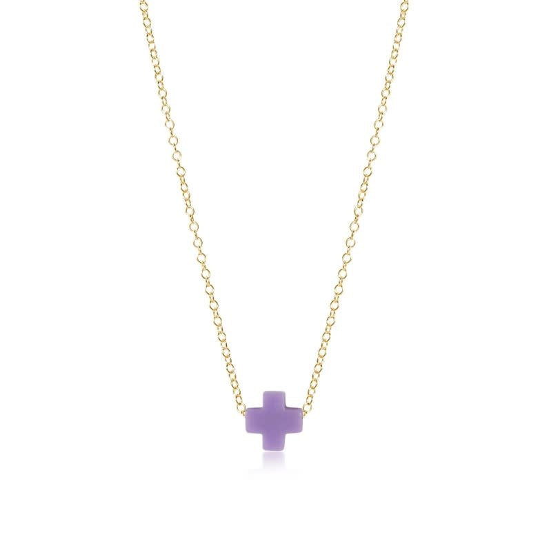 Signature Cross Gold Necklace | 16in Purple
