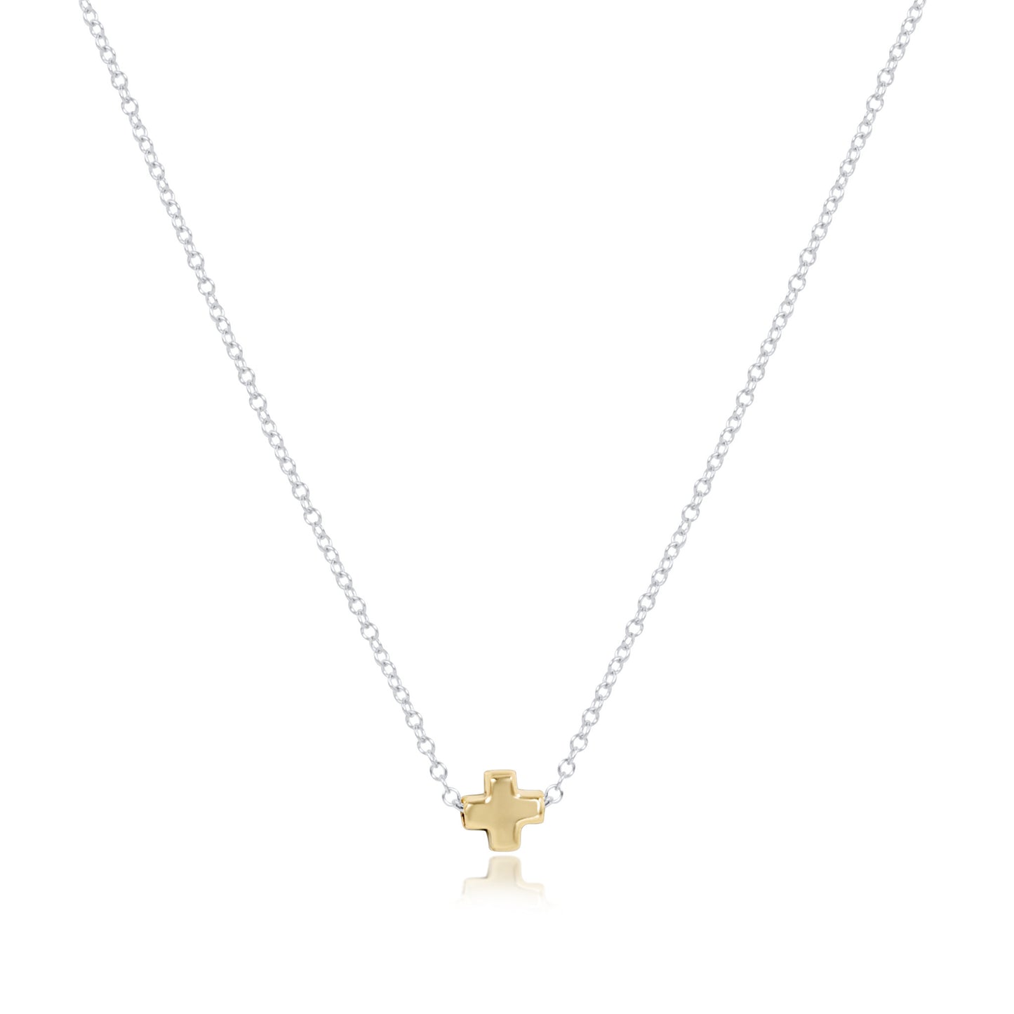 eNewton Small Gold Signature Cross Necklace| 16in Mixed Metal