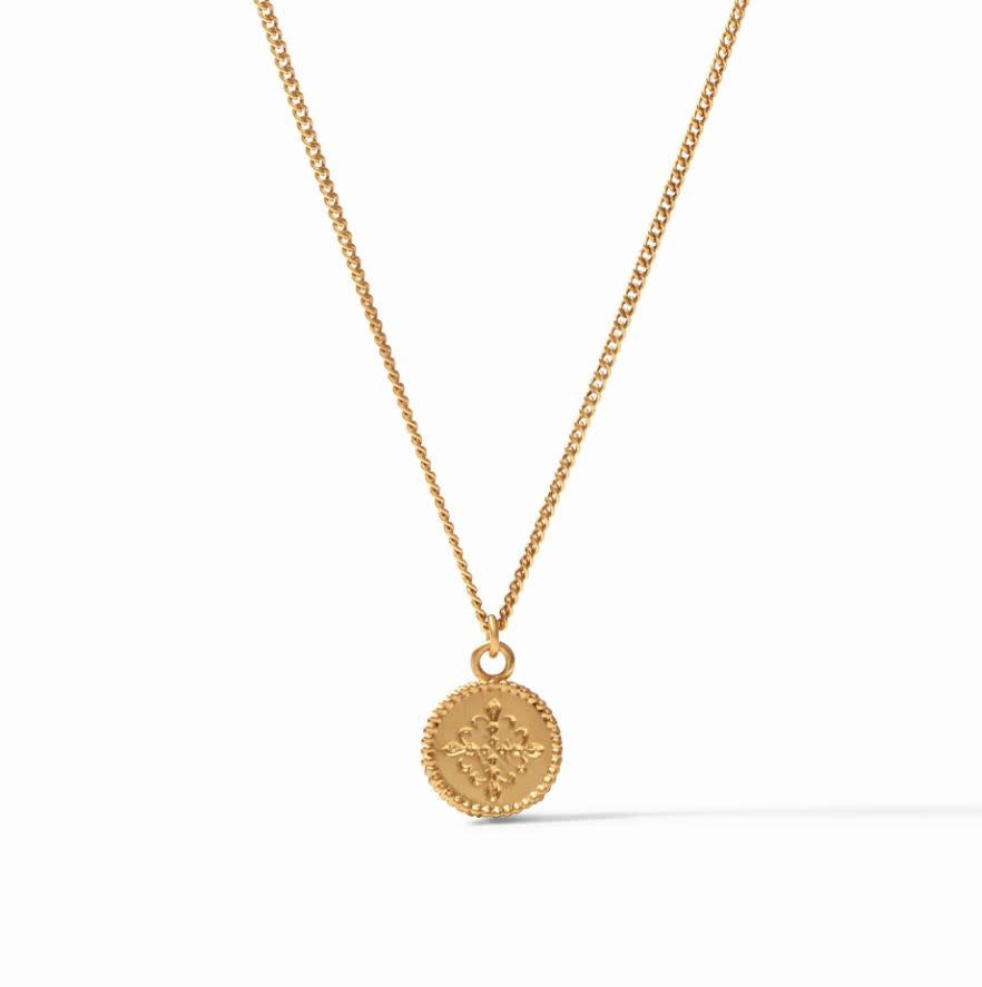 Fleur-de-Lis Solitaire Necklace | Iridescent Capri Blue