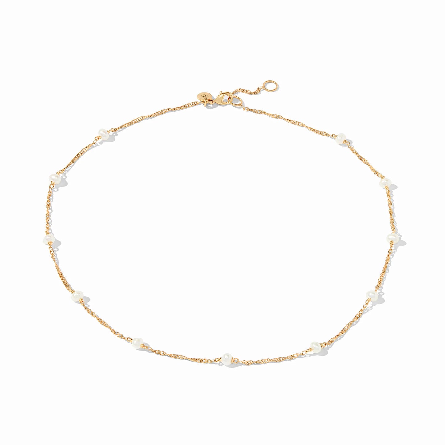 Charlotte Pearl Delicate Station Gold Necklace | Pearl 16.5in+