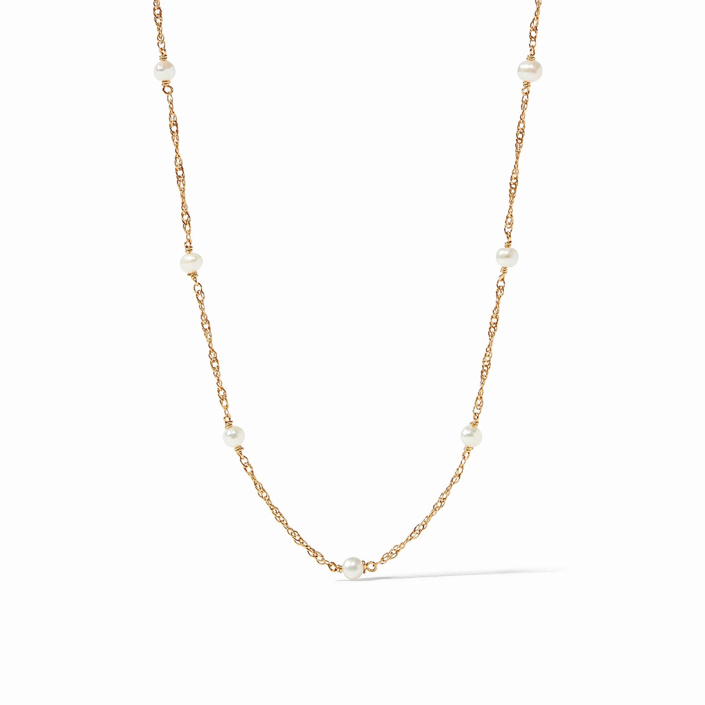 Charlotte Pearl Delicate Station Gold Necklace | Pearl 16.5in+