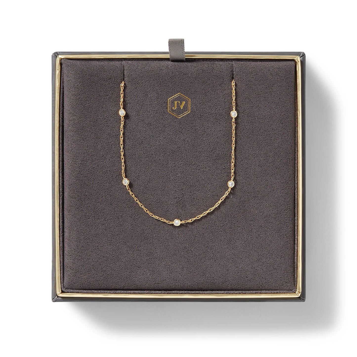 Celeste Delicate Station Gold Necklace | 16.5-17.5in Cubic Zirconia
