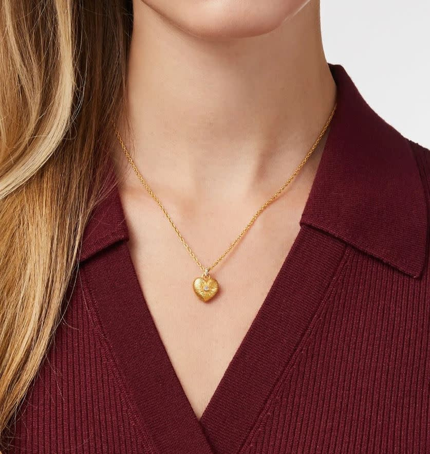 Esme Heart + Bezel Set Cubic Zirconia Solitaire Necklace | 16.5-17.5in