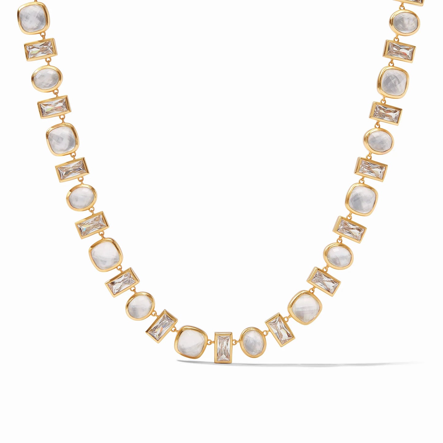 Antonia Tennis Gold Necklace | Iridescent Clear Crystal 19in+