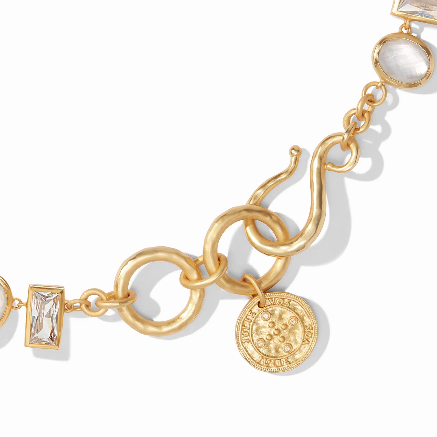 Antonia Tennis Gold Necklace | Iridescent Clear Crystal 19in+