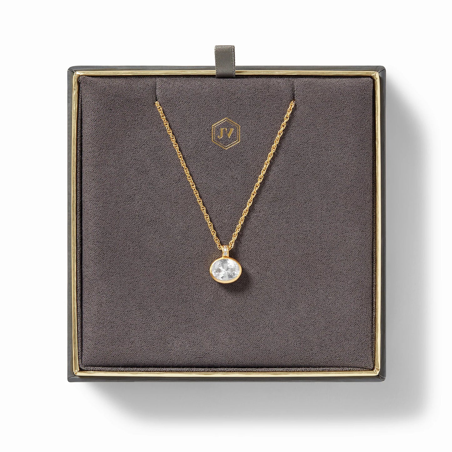 Antonia Oval Solitaire Gold Necklace | 16.5in+ Bahamian Blue