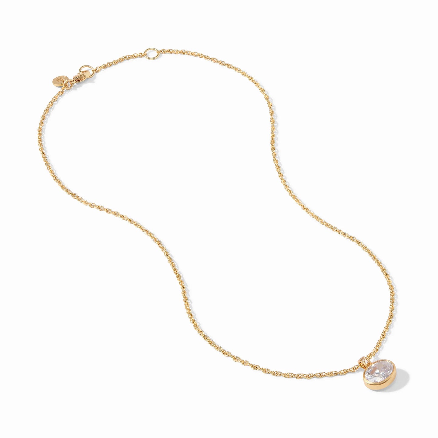 Antonia Oval Solitaire Gold Necklace | 16.5in+ Bahamian Blue