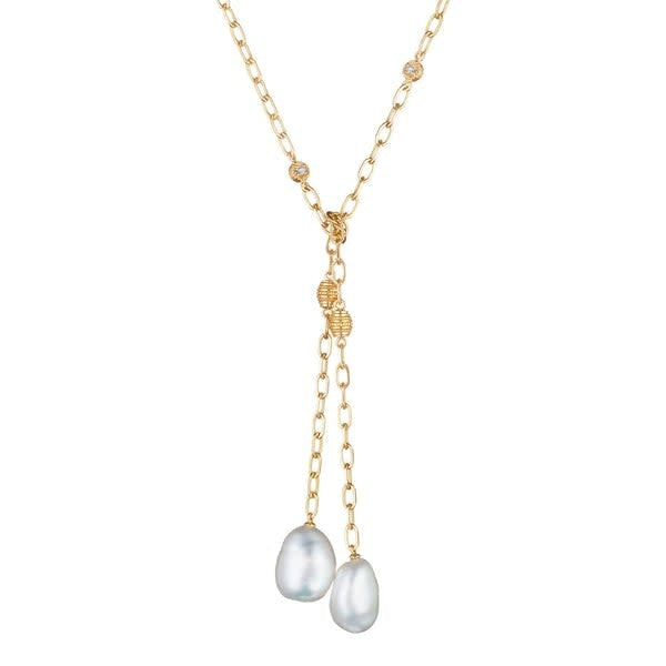 Penny Preville 18k Yellow Gold Moonstone and South Sea Pearl Necklace 36"