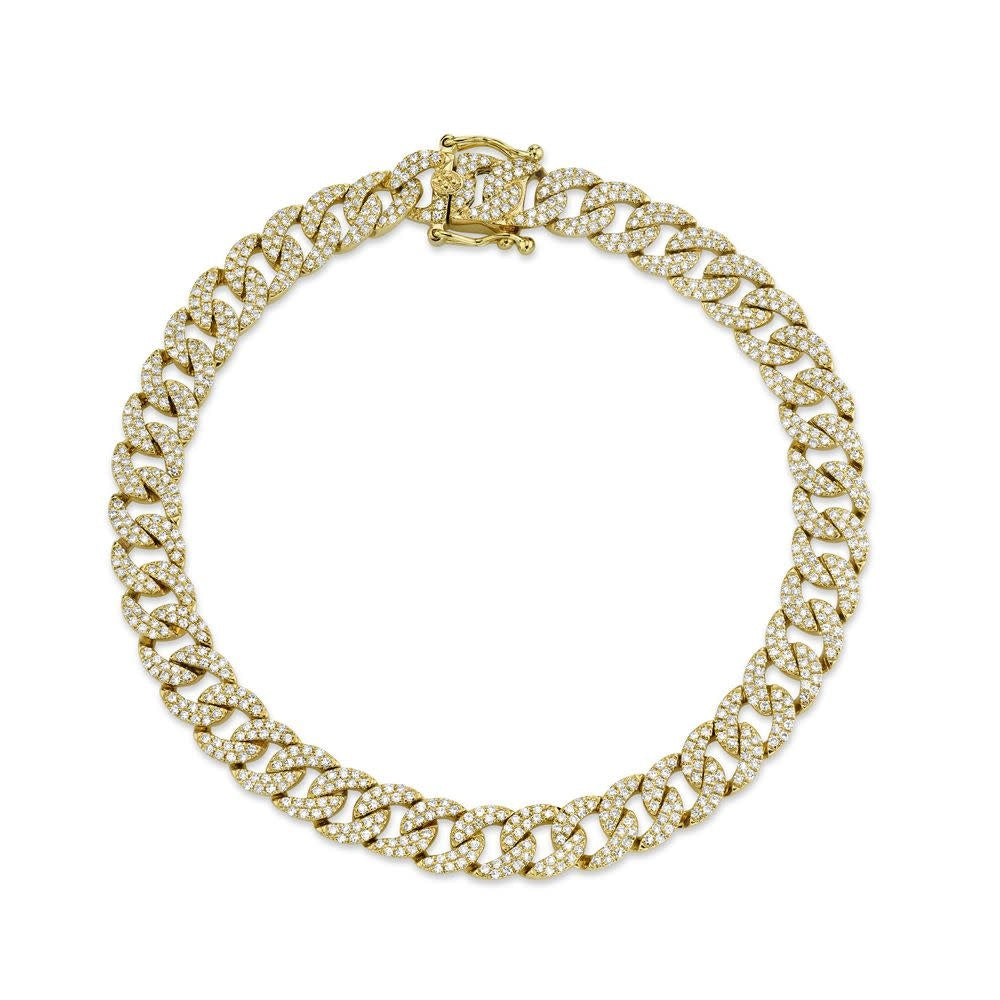 Diamond Pave Link Bracelet | 14k Yellow Gold 1.69c