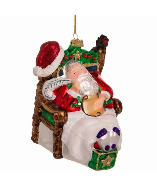 Snoozing in Santa's Chair Ornament