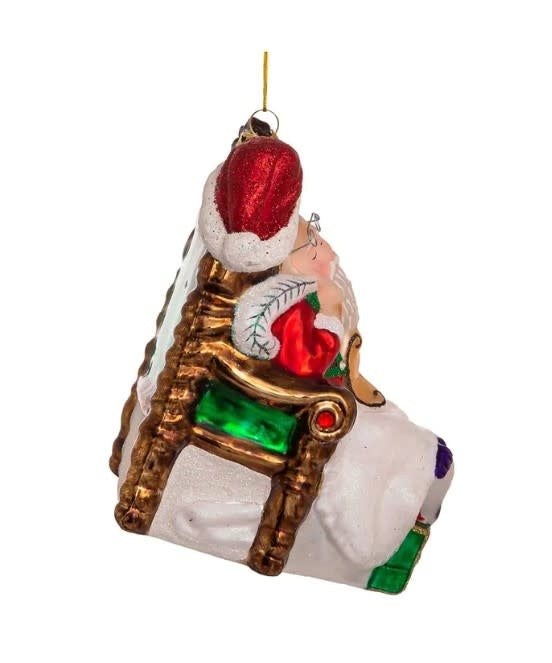 Snoozing in Santa's Chair Ornament