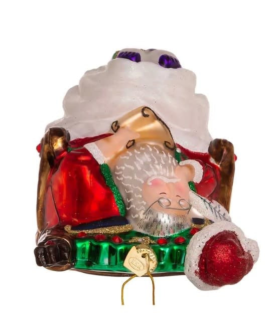 Snoozing in Santa's Chair Ornament