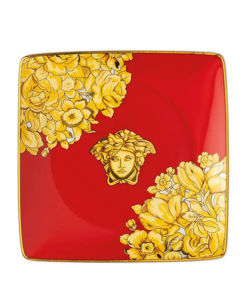 Versace Medusa Rhapsody Red Square Canape Dish | 4.75in