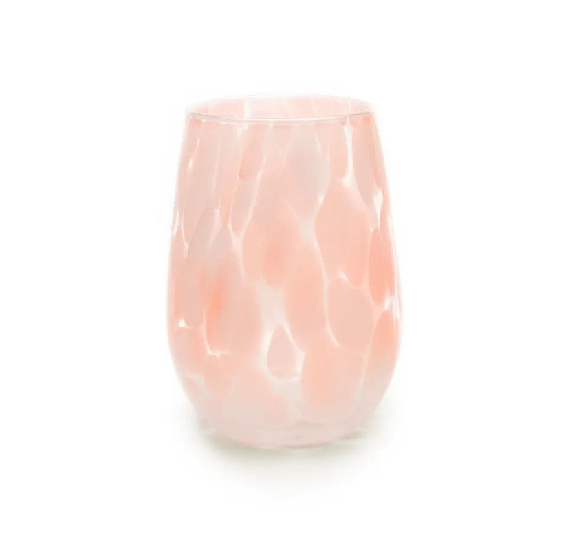 Hand Blown Fritsy Stemless Wine Glass