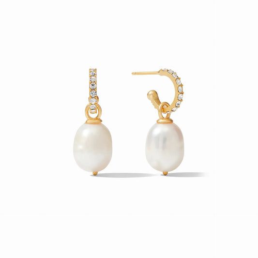 Odette Pearl Hoop + Charm Earrings | Cubic Zirconia + Pearl