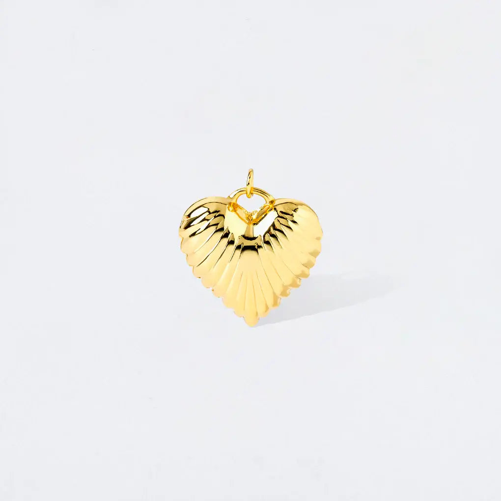 Ridged Large Puffy Heart Charm Pendant