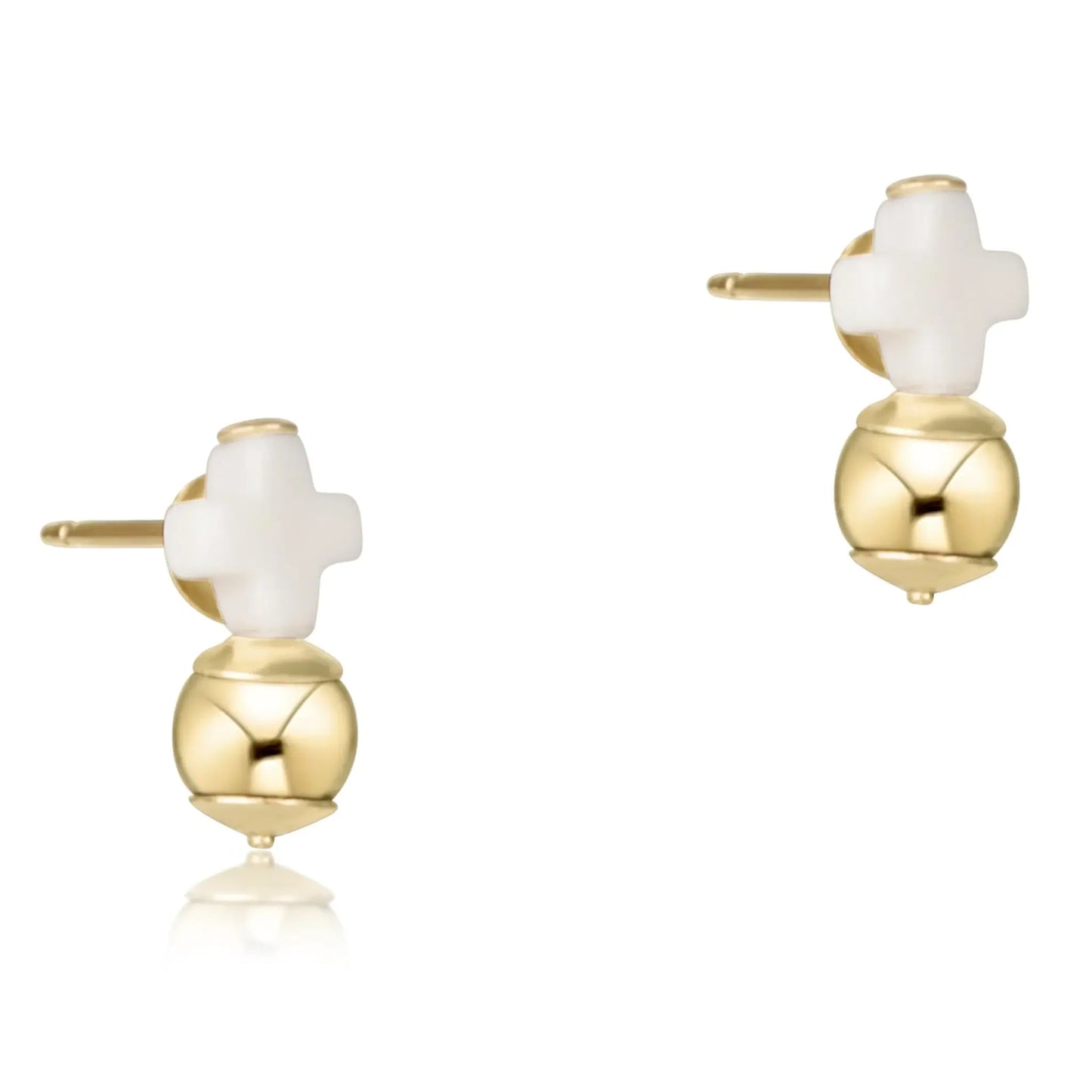 eNewton Signature Cross Gold Stud Earrings | Off-White