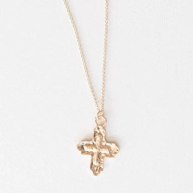 Opal Gold Cross Necklace | 16in + 2in Ext