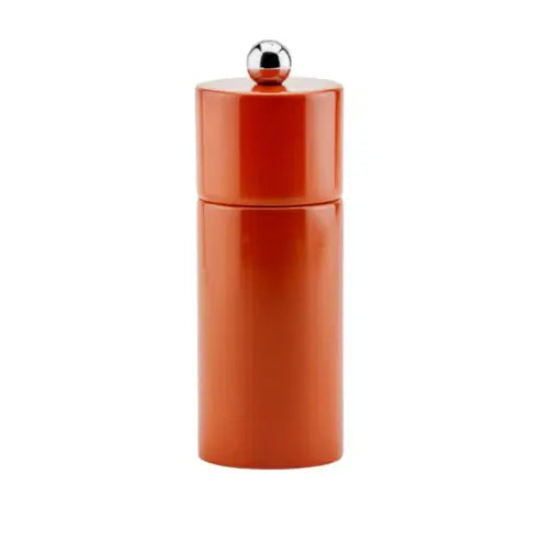 Mini Columnn Wood Lacquer Salt or Pepper Mill Grinder | 5.5in Orange