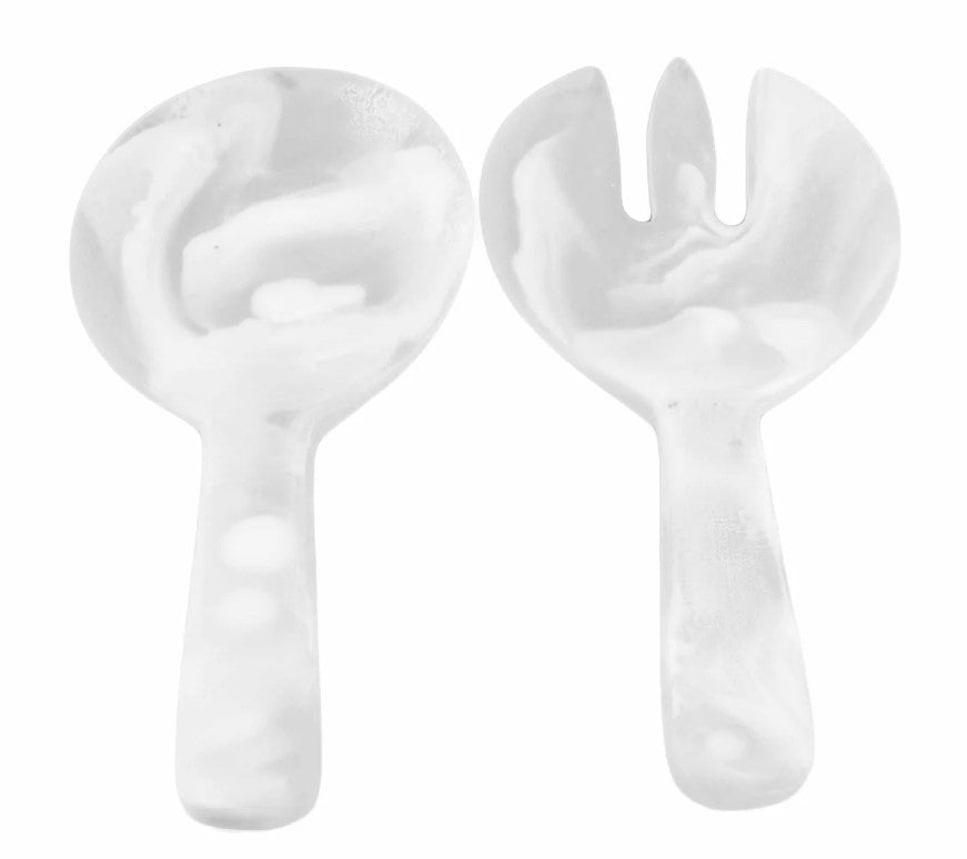Resinware Handcrafted Salad Server Set | Short Handle 7.87in