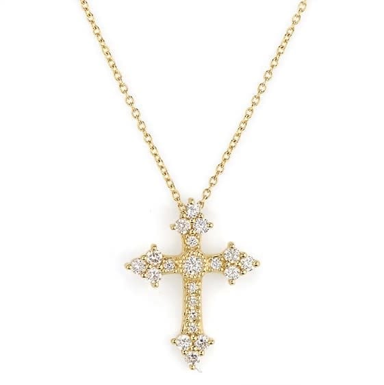 Provence Champagne Small Diamond Cross Pendant YG