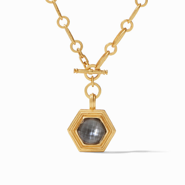 Palladio Statement Necklace Gold Iridescent Charcoal Blue