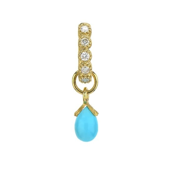 SINGLE | Petite Turquoise Briolette Charm YG