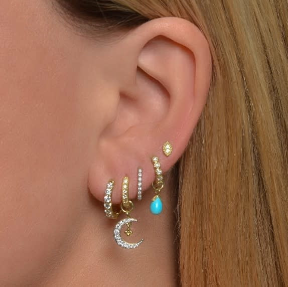 SINGLE | Petite Turquoise Briolette Charm YG