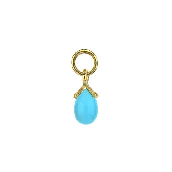 SINGLE | Petite Turquoise Briolette Charm YG