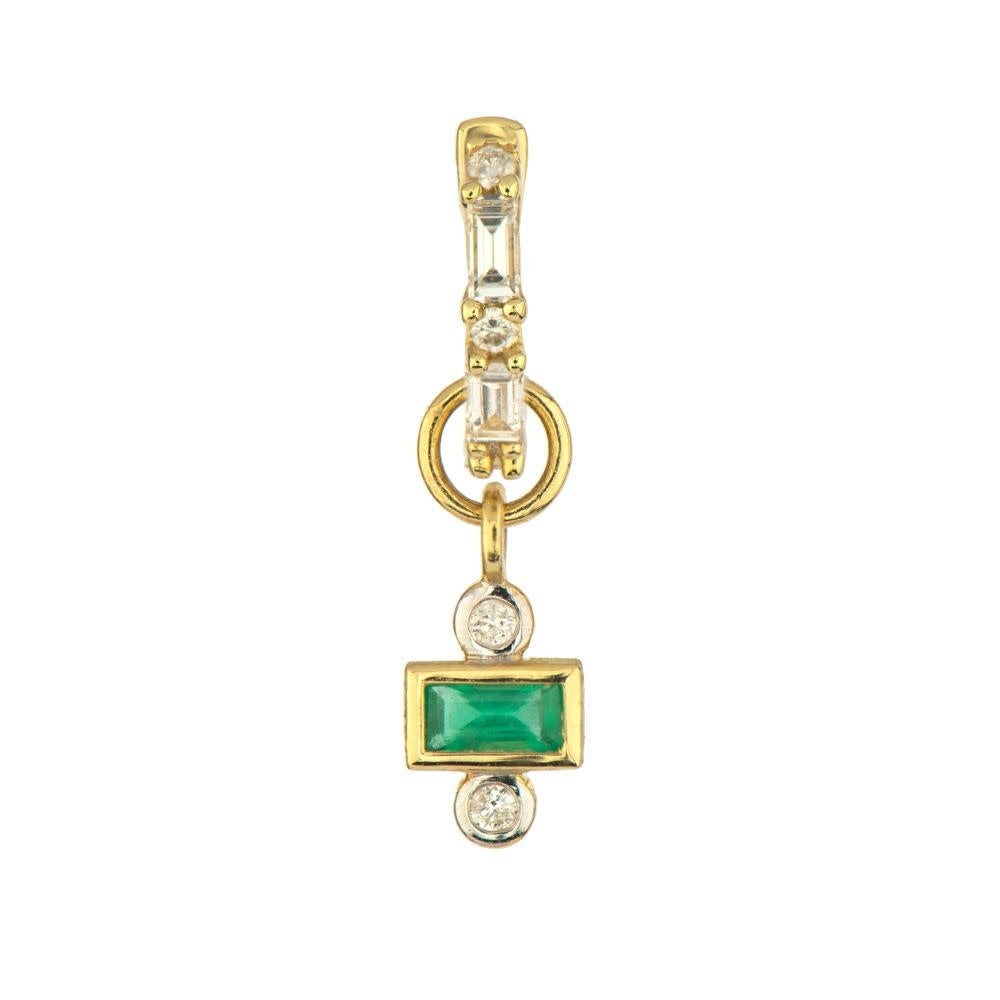 Petite Emerald Stone Charm with Diamonds