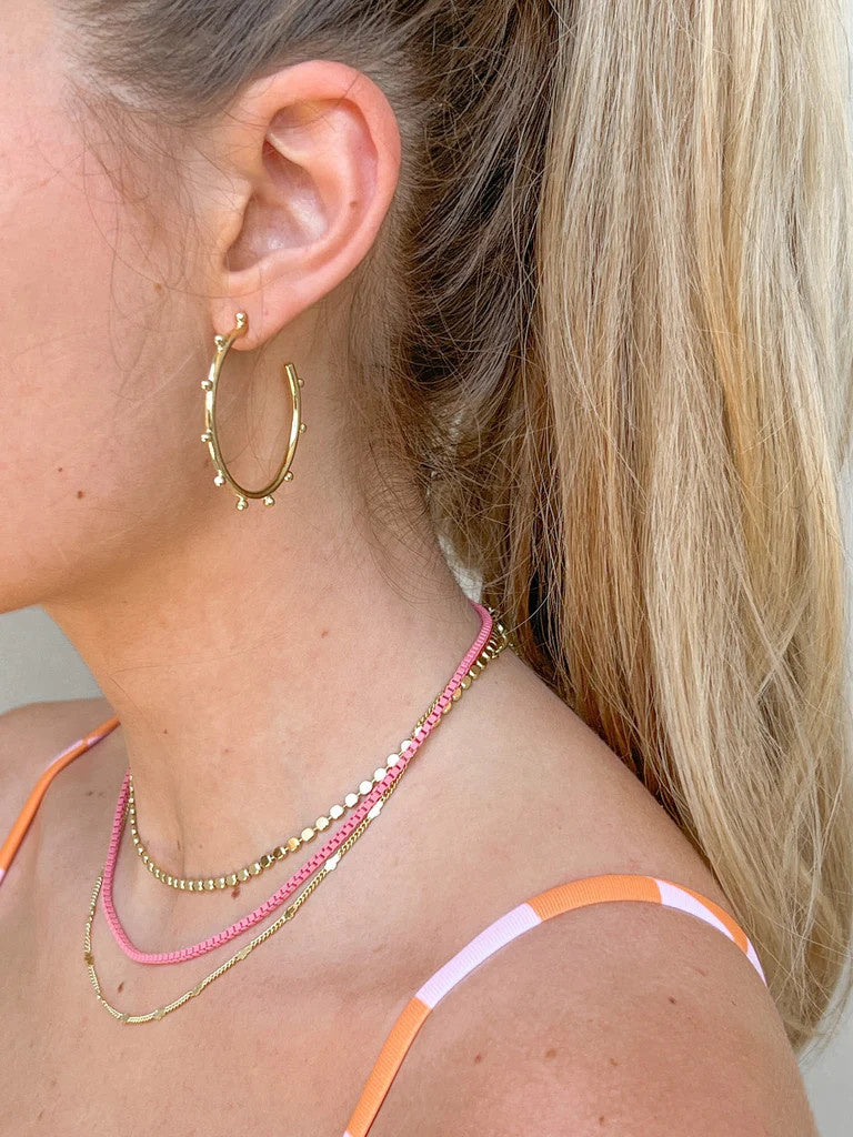 Pipa Chain Necklace, 16-8" Orange Painted