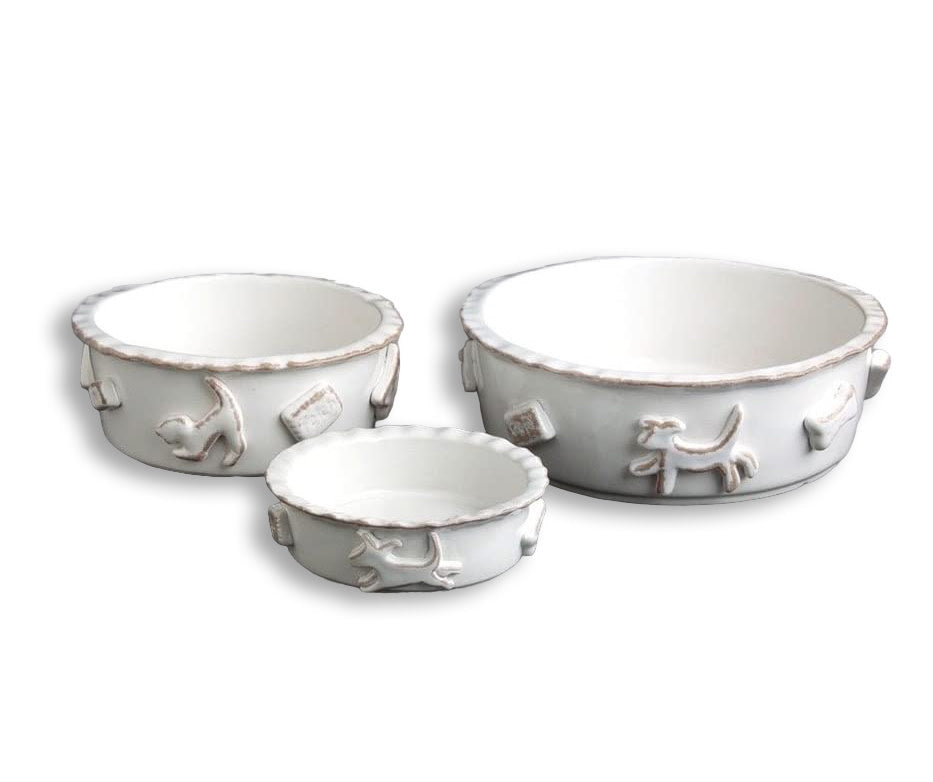 Small French White Dog Bowl